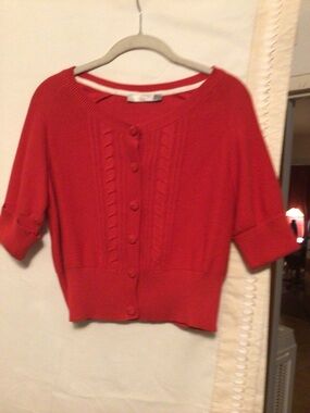 KOTON 100% Cotton red shirt knitted cardigan blouse SZ L